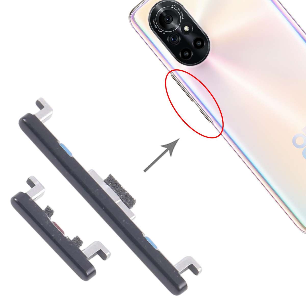 For Huawei nova 8 Pro 10pairs Original Power Button and Volume Control Button (Black)