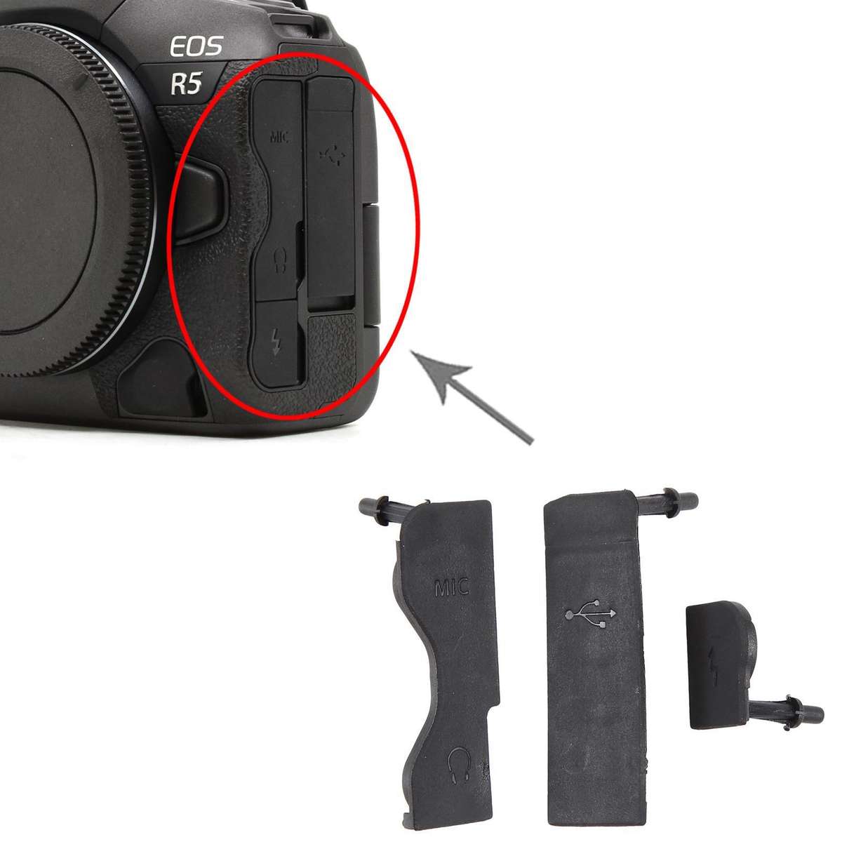 For Canon EOS R5 3 in 1 USB Cover Cap