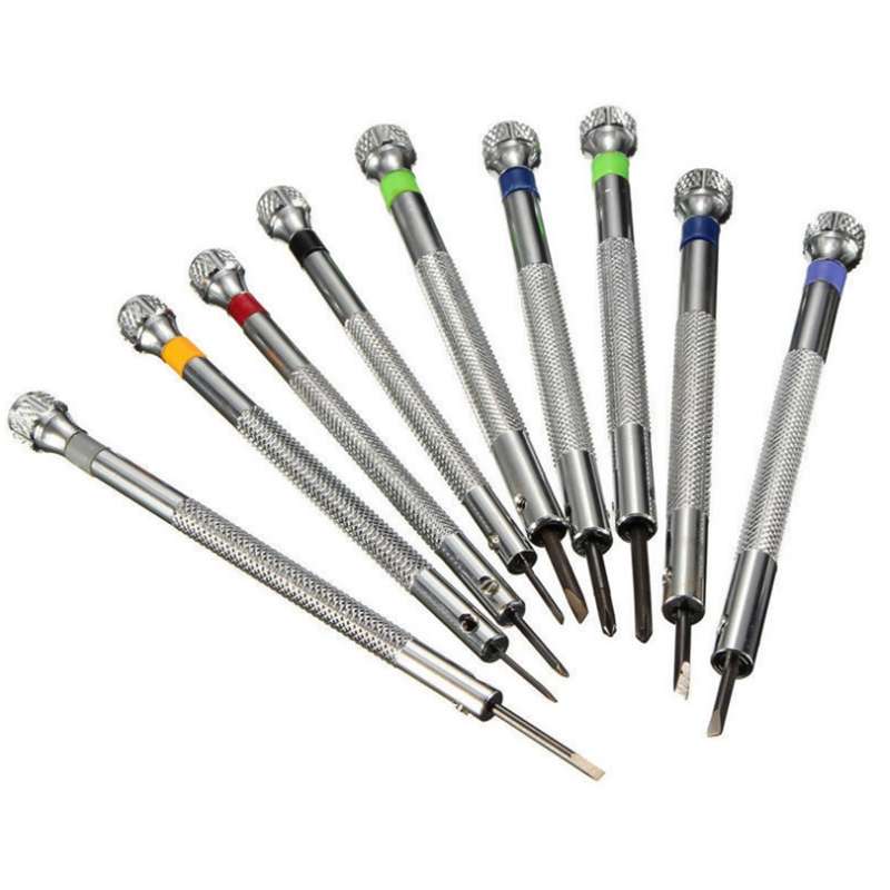9 PCS 0.5mm-2.5mm Watch Repair Screwdriver Tools Set Kit(Silver)
