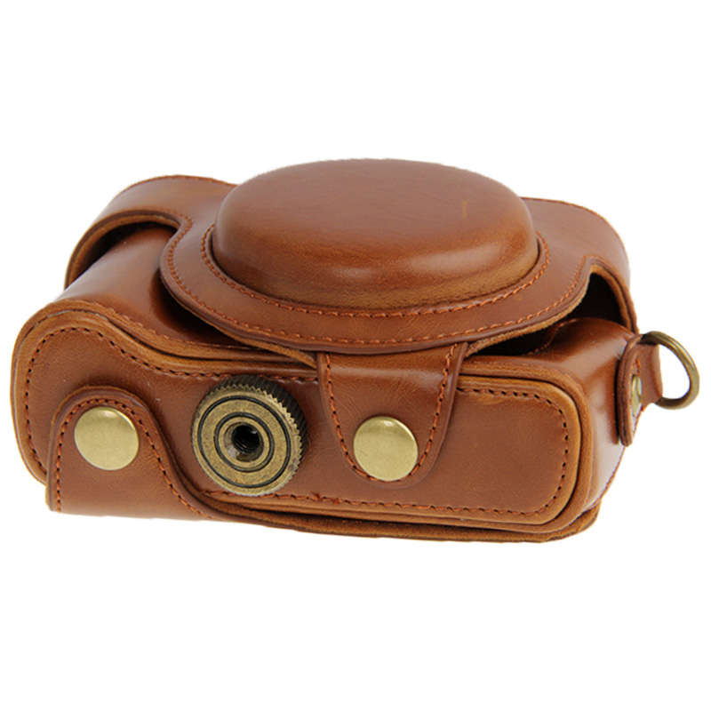 Leather Camera Case Bag for Sony HX50 (Coffee)