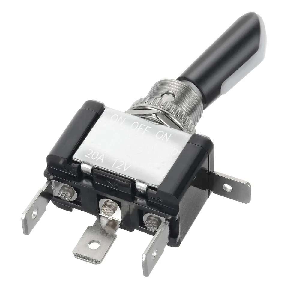 Three-pole ON-OFF-ON Toggle Switch with Blue Light, DC 12V 20A(Black)