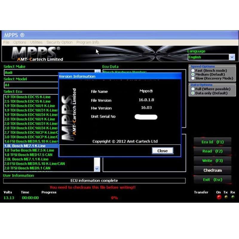 MPPS V16.1.02 ECU Chip Tuning Professional Diagnostic Tool for EDC15 / EDC16 / EDC17 Inkl CHECKSUM R