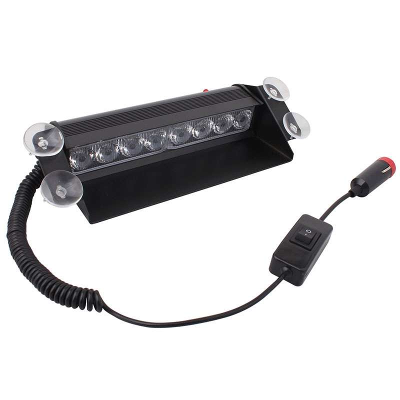 8W 800LM 8-LED White + Red Light 3-Modes Adjustable Angle Car Strobe Flash Dash Emergency Light Warn