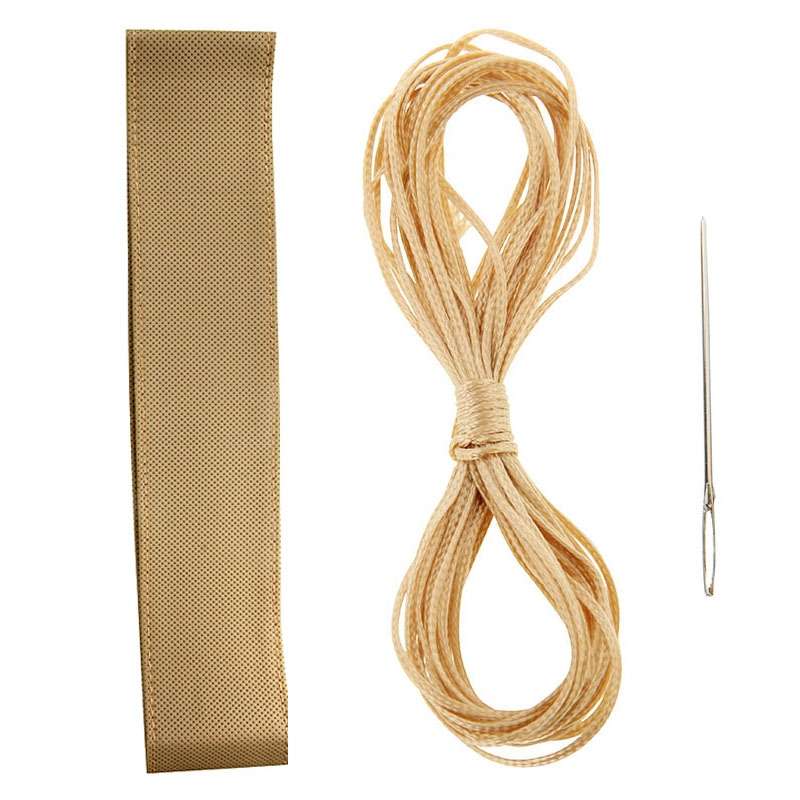 Leather Steering Wheel Cover With Needle and Thread, Size: 54x10.5cm (Black)