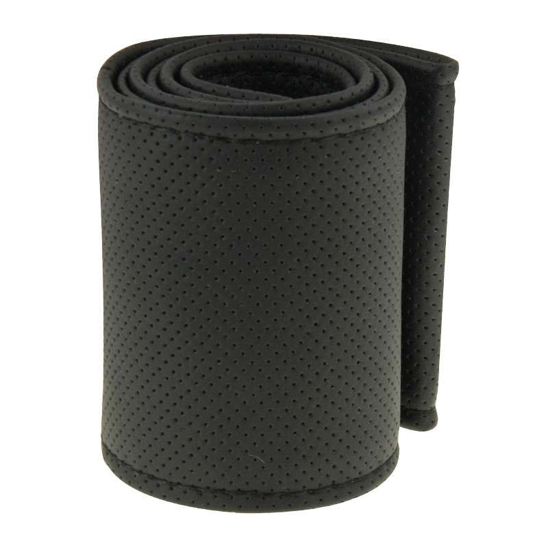 Leather Steering Wheel Cover With Needle and Thread, Size: 54x10.5cm (Black)