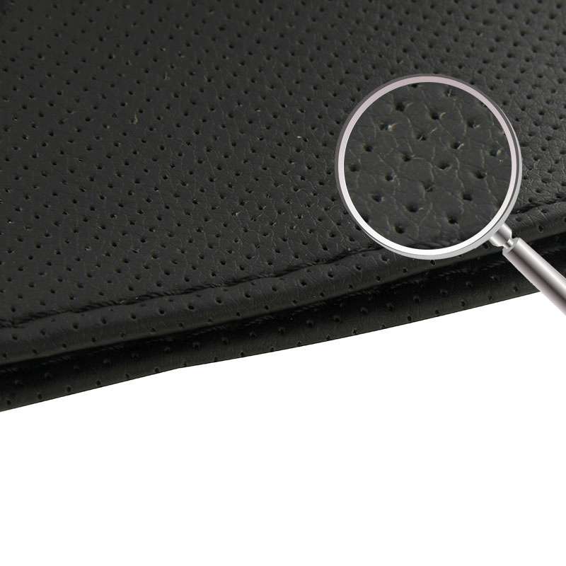 Leather Steering Wheel Cover With Needle and Thread, Size: 54x10.5cm (Black)