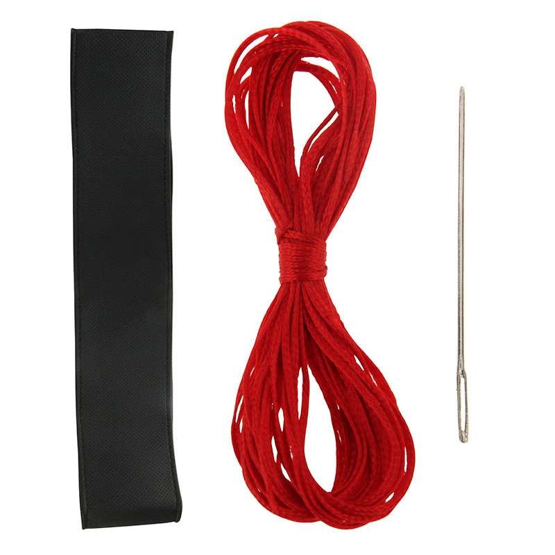 Leather Steering Wheel Cover With Needle and Thread, Size: 54x10.5cm (Black)