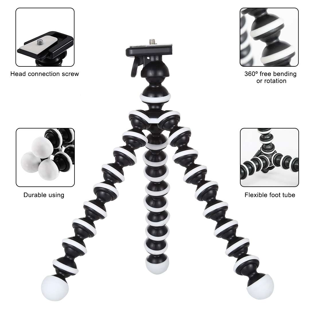 Flexible Grip Digital Camera Tripod Mount, Load: 2kgs(Black)