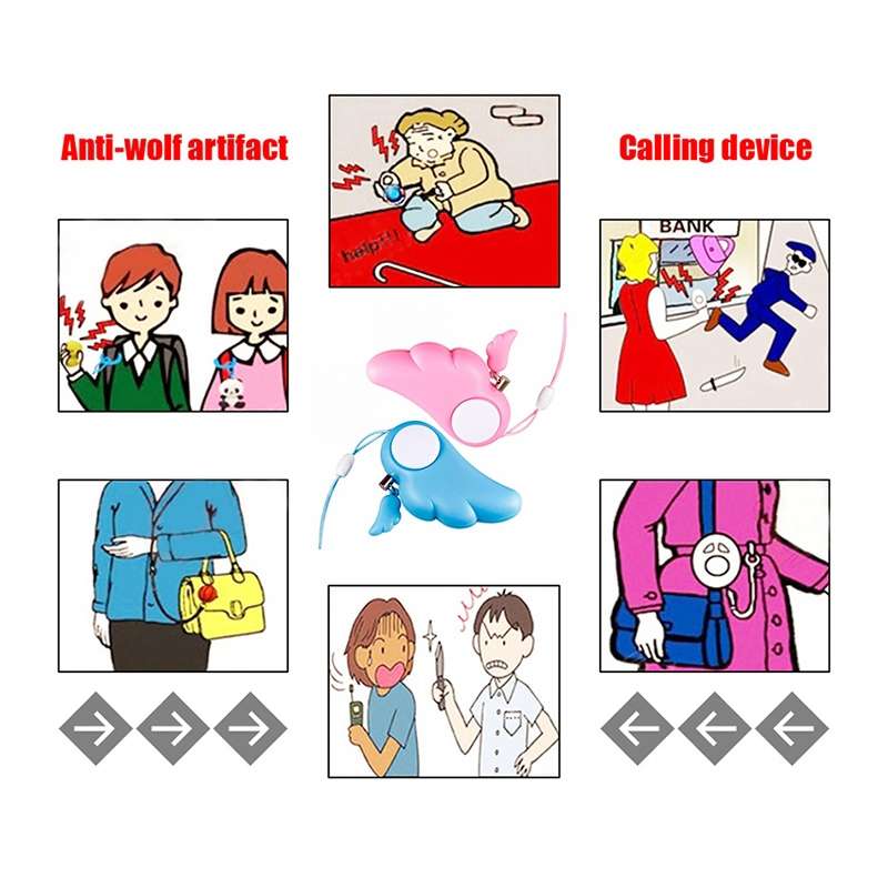 Angel Wing Anti-rape Device Personal Alarm, Self-defense Defend Wolf, Mini Alarm with 90dB Alarm So