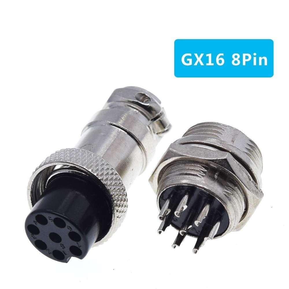DIY 16mm 8-Pin GX16 Aviation Plug Socket Connector (5 Pcs in One Package, the Price i ... (Silver)