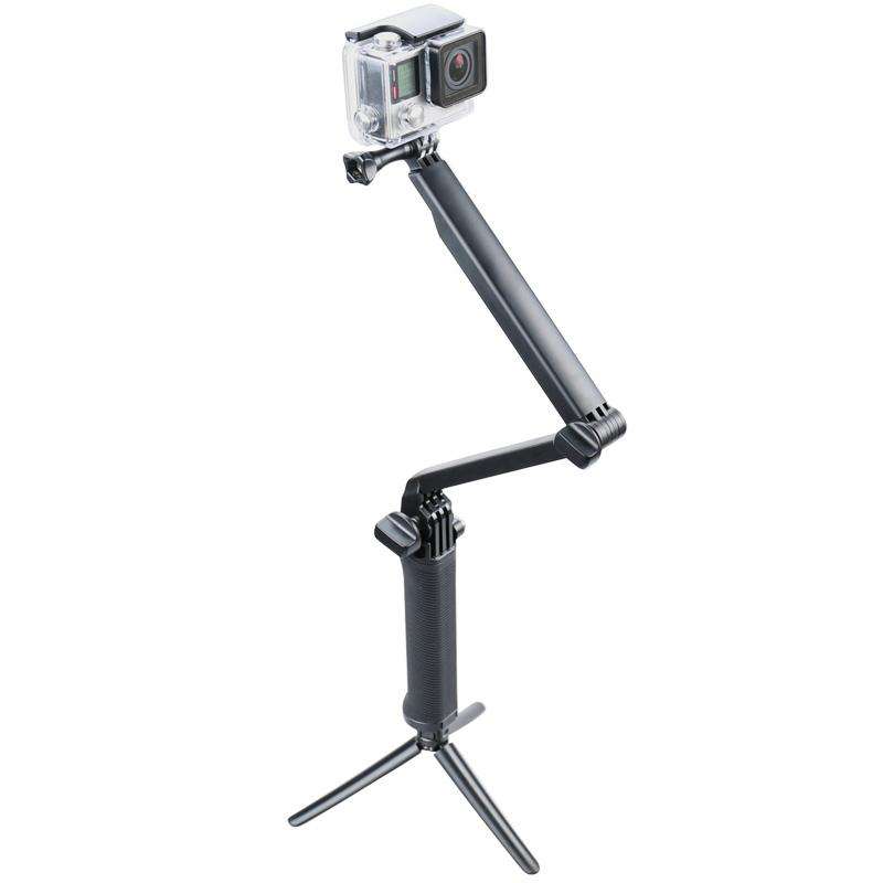 3-Way Multi Function Extendable Monopod Tripod Folding Rotating Arm Camera Handle for GoPro, Insta
