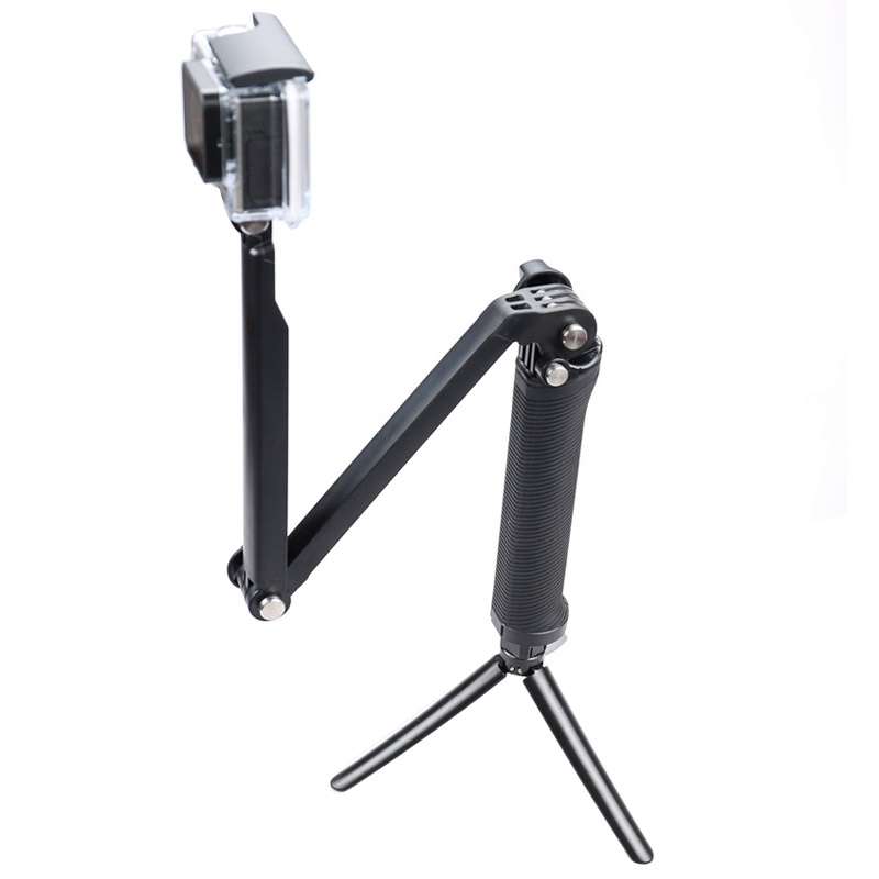 3-Way Multi Function Extendable Monopod Tripod Folding Rotating Arm Camera Handle for GoPro, Insta