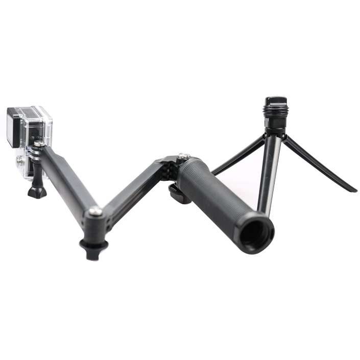 3-Way Multi Function Extendable Monopod Tripod Folding Rotating Arm Camera Handle for GoPro, Insta