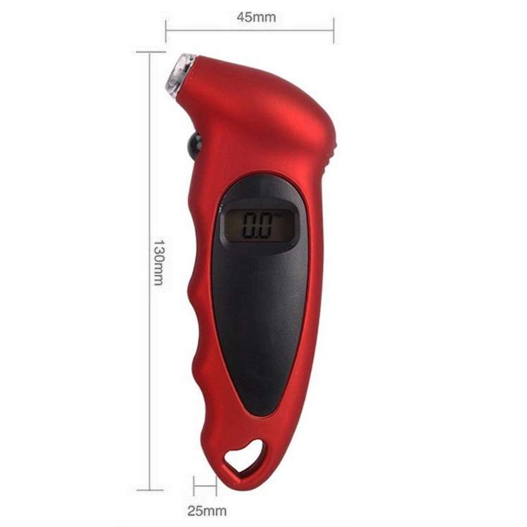 Digital Tire Gauge with LED Flash light, Pressure Range: 0-100PSI(Red)