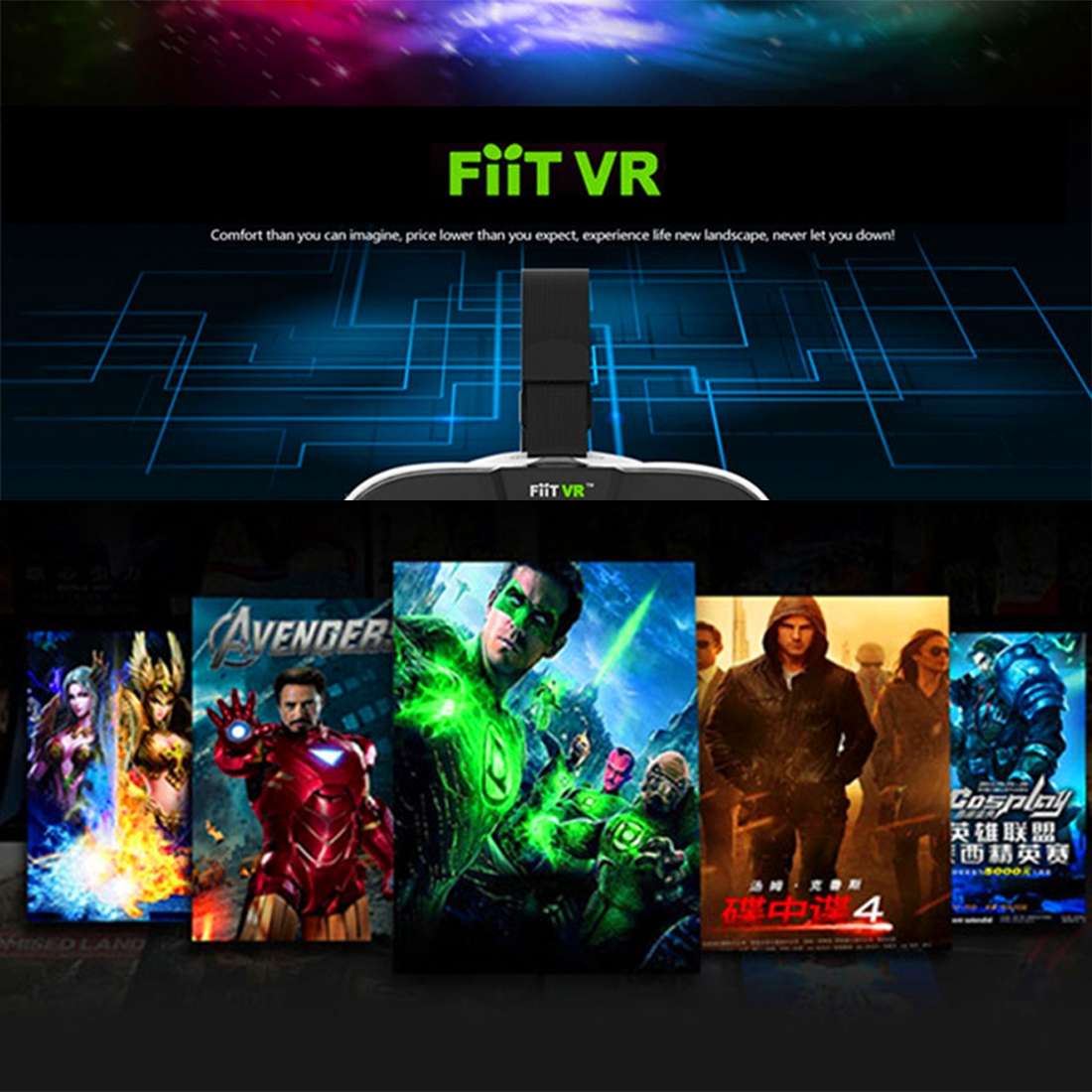 FIIT VR Universal Virtual Reality 3D Video Glasses for 4 to 6 inch Smartphones