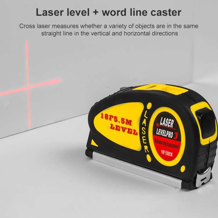 Laser Level with Tape Measure Pro (550cm), LV-05(Yellow)
