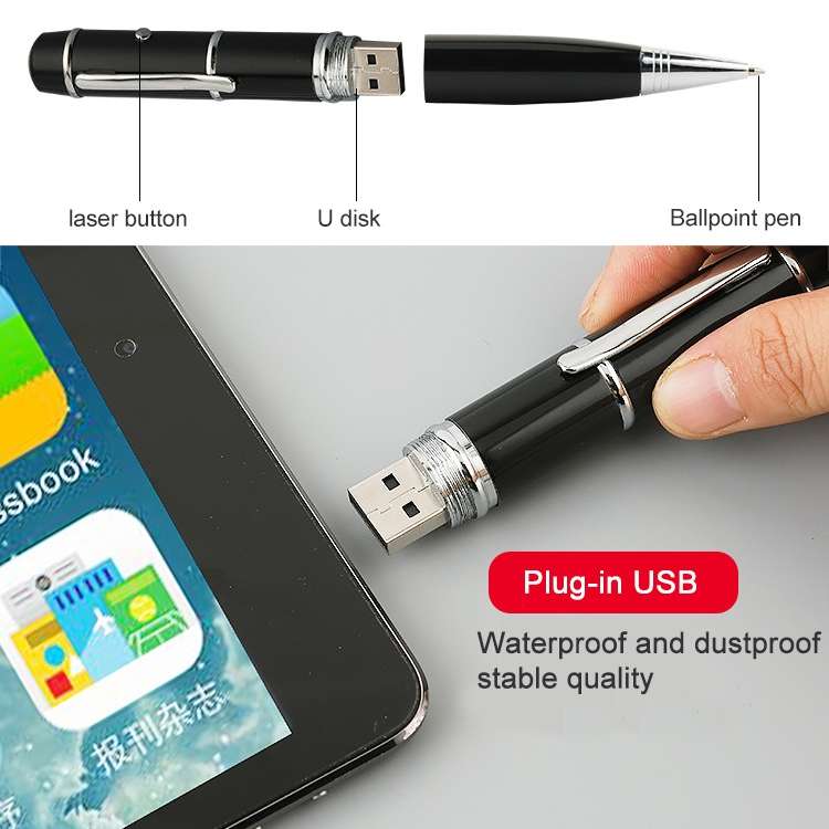 3 in 1 Laser Pen Style USB Flash Disk, Silver (2GB)(Silver)