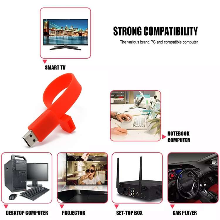 2GB Silicon Bracelets USB 2.0 Flash Disk(Green)
