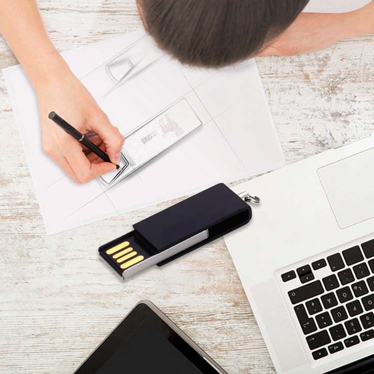 Mini Rotatable USB Flash Disk (2GB), Black