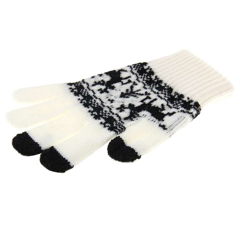 Woven Double Deer Pattern Three Finger Touch Screen Touch Gloves