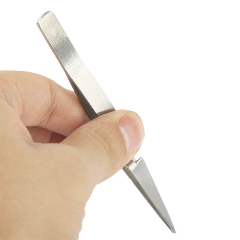 High-precision Electronic Stainless Steel Elbow & Straight Tweezers, include 5 kind o ... (Silver)