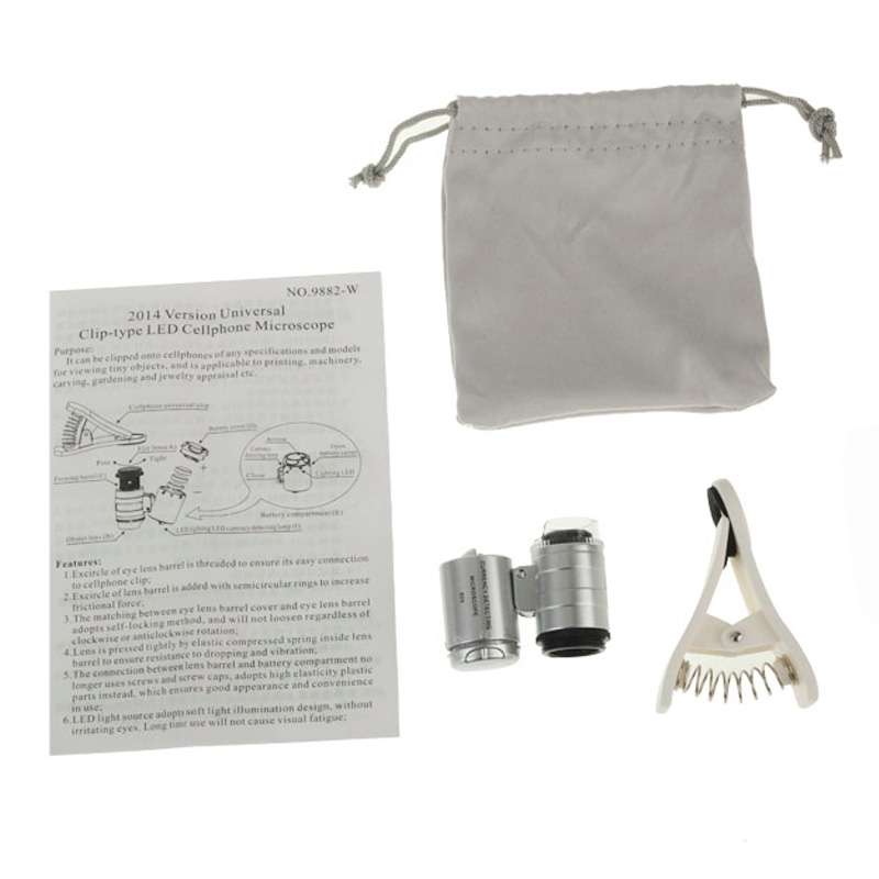 Universal Clip-type LED phone 60X Microscope / Micro Lens