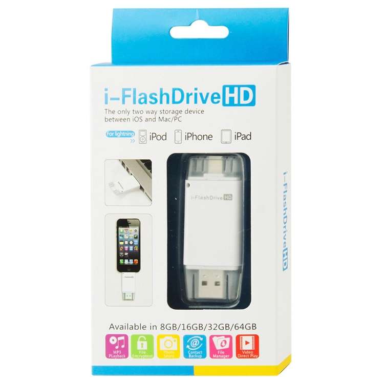 32GB i-Flash Driver HD U Disk USB Drive Memory Stick for iPhone / iPad / iPod touch(White)