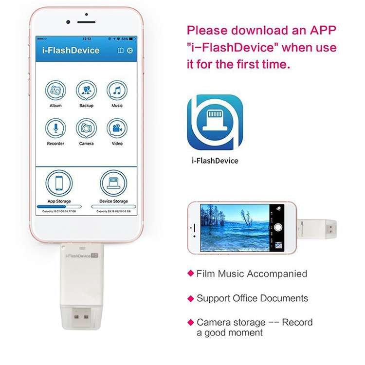32GB i-Flash Driver HD U Disk USB Drive Memory Stick for iPhone / iPad / iPod touch(White)