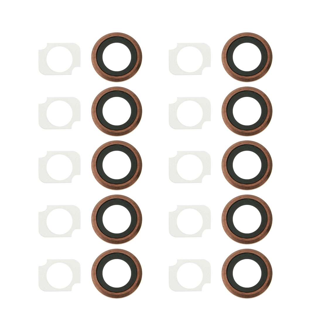 Rear Camera Lens Ring + Flashlight Bracker for iPhone 6s Plus, 10 Pairs / Set(Rose Gold)