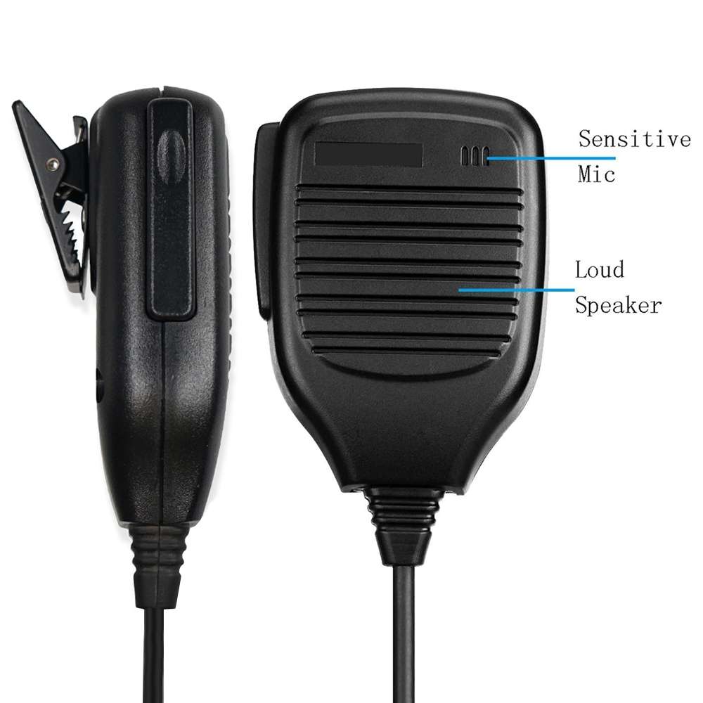 Clip-on Speaker Microphone for Walkie Talkies, 3.5mm + 2.5mm Earphone + Mic Plug(Black)