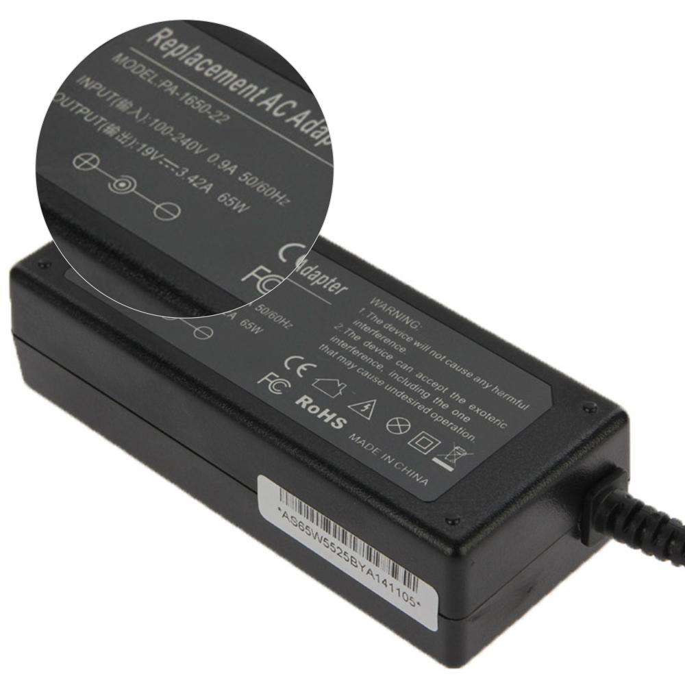65W 19V 3.42A AC Adapter for Acer Laptop, Output Tips: 5.5mm x 2.5mm