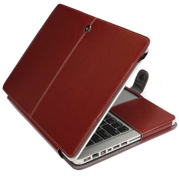 Notebook Leather Case with Snap Fastener for 13.3 inch MacBook Pro(Brown)