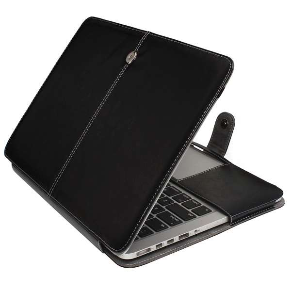 Notebook Leather Case with Snap Fastener for 15.4 inch MacBook Pro Retina(Black)