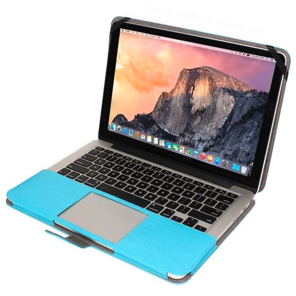Notebook Leather Case with Snap Fastener for 15.4 inch MacBook Pro Retina(Blue)