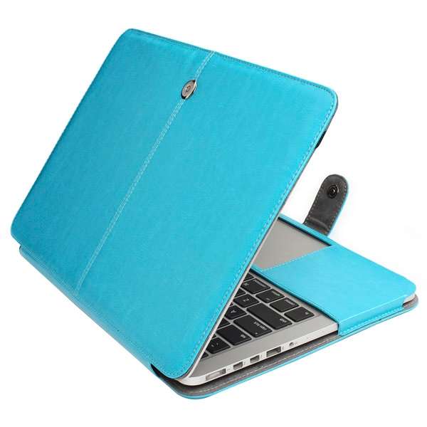 Notebook Leather Case with Snap Fastener for 15.4 inch MacBook Pro Retina(Blue)