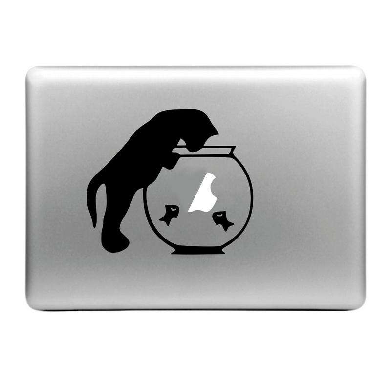 Hat-Prince Cat and Fishbowl Pattern Removable Decorative Skin Sticker for MacBook Air / Pro / Pro