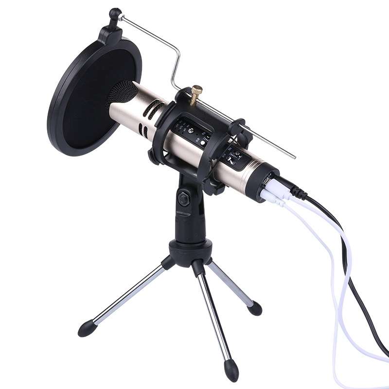 PS-5 Universal Live Broadcast Bracket Tripod Holder with Anti-spray Net & Microphone Clip & Shockp