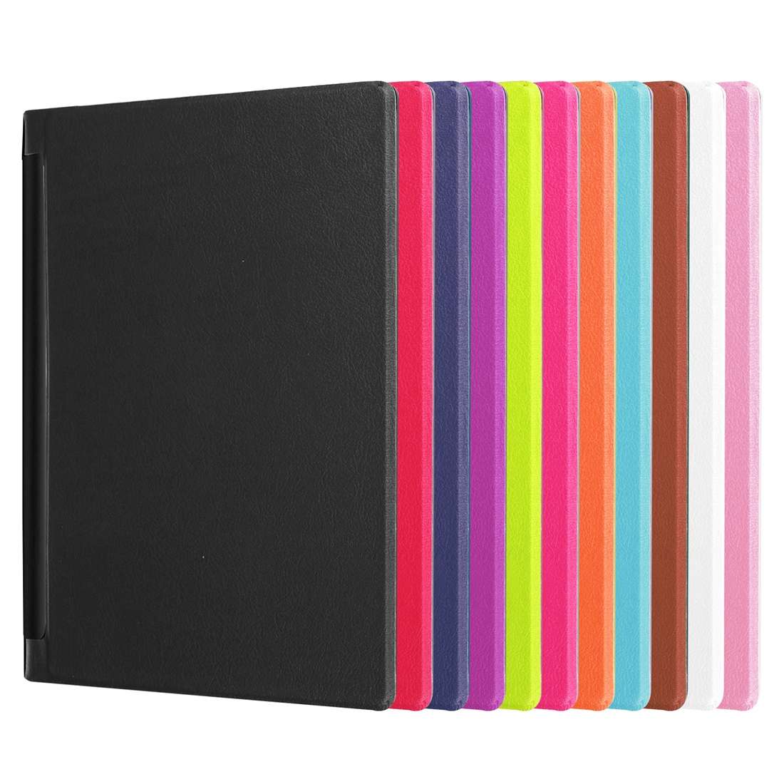 Custer Texture Horizontal Flip Solid Color Leather Case with Three-folding Holder for ... (Black)