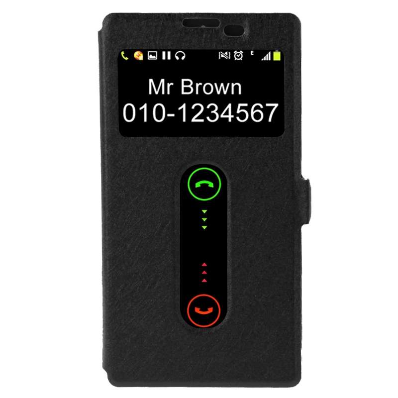 Cross Texture Horizontal Flip Leather Case with Caller ID Display & Holder for Lenovo K80(Black)
