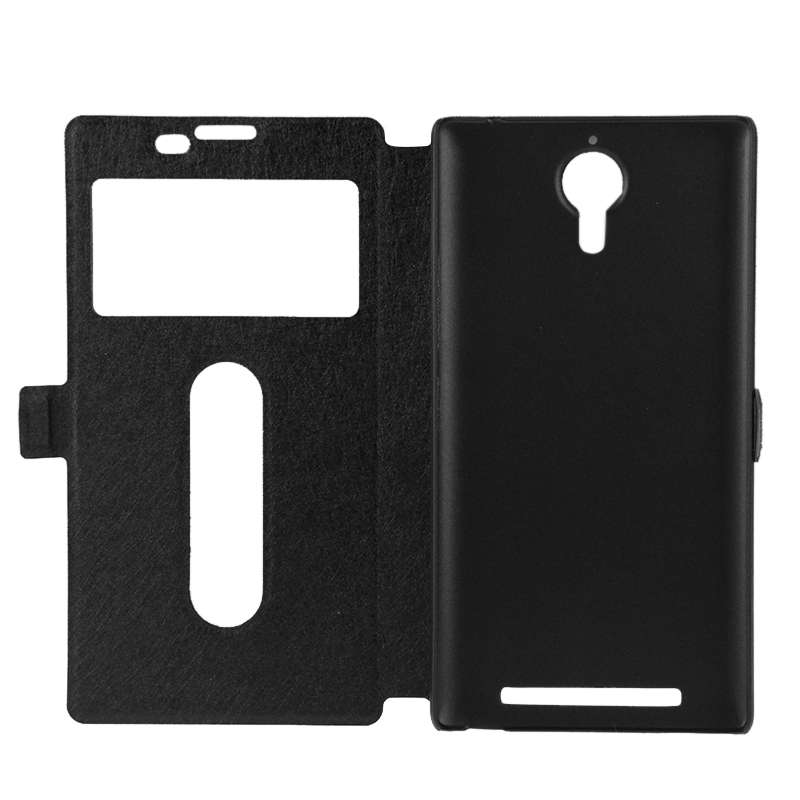 Cross Texture Horizontal Flip Leather Case with Caller ID Display & Holder for Lenovo K80(Black)