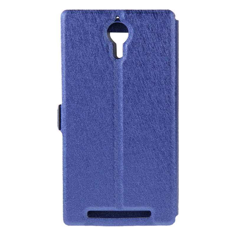 Cross Texture Horizontal Flip Leather Case with Caller ID Display & Holder for Len ... (Dark Blue)