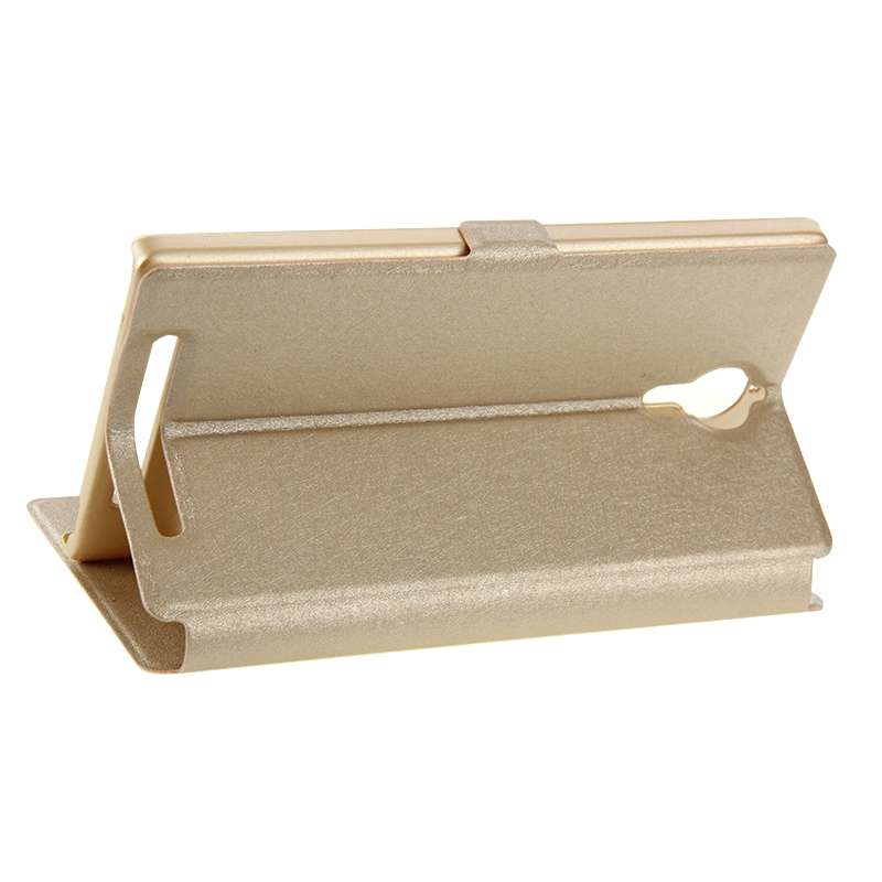 Cross Texture Horizontal Flip Leather Case with Caller ID Display & Holder for Lenovo K80(Gold)