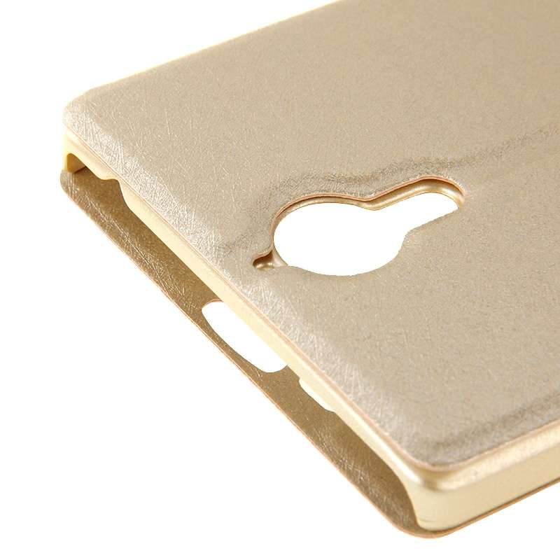 Cross Texture Horizontal Flip Leather Case with Caller ID Display & Holder for Lenovo K80(Gold)