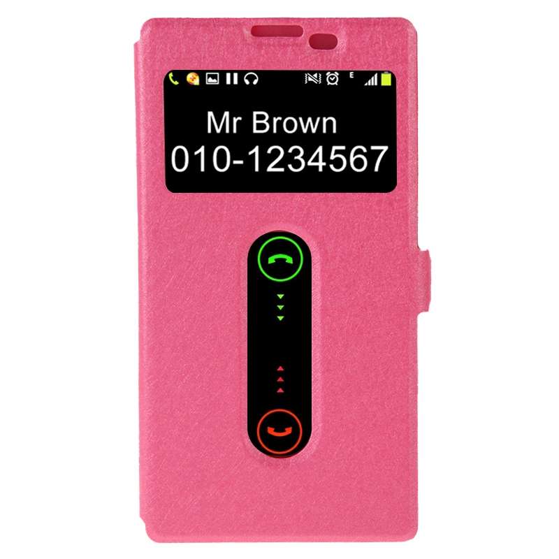 Cross Texture Horizontal Flip Leather Case with Caller ID Display & Holder for Lenovo K80(Magenta)