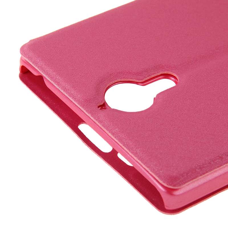 Cross Texture Horizontal Flip Leather Case with Caller ID Display & Holder for Lenovo K80(Magenta)