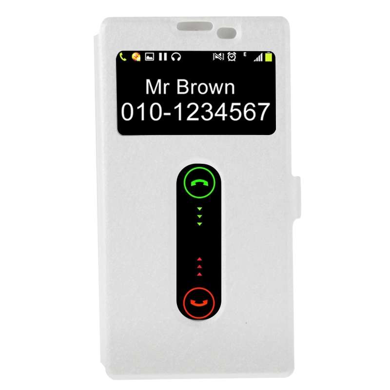 Cross Texture Horizontal Flip Leather Case with Caller ID Display & Holder for Lenovo K80(White)