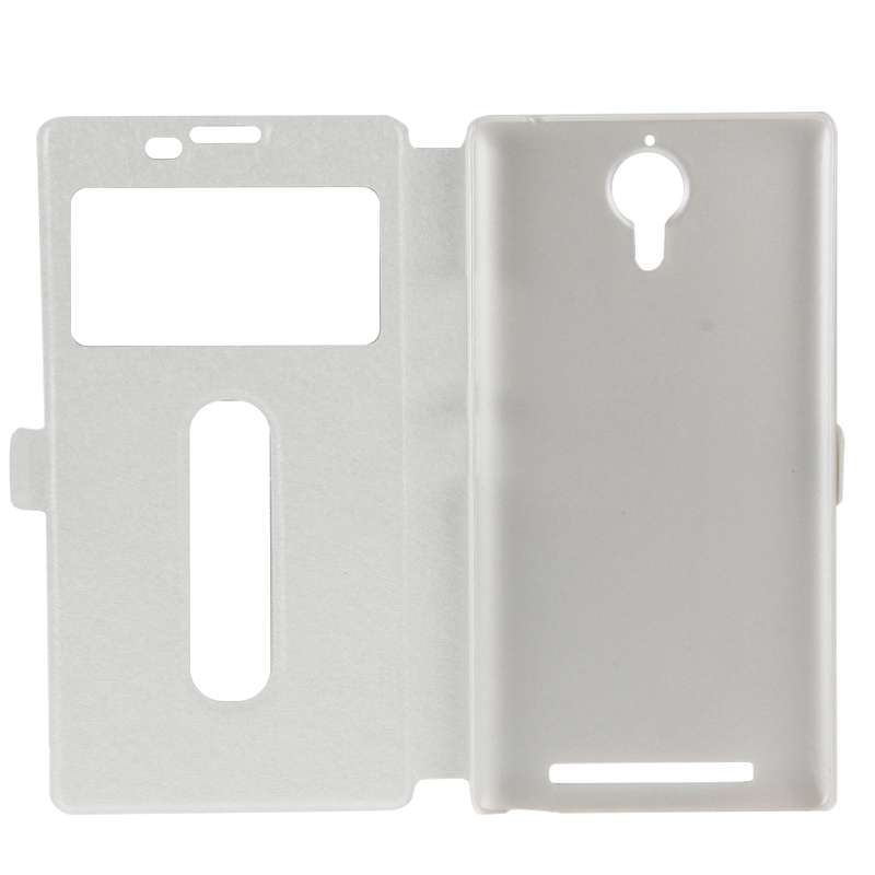 Cross Texture Horizontal Flip Leather Case with Caller ID Display & Holder for Lenovo K80(White)