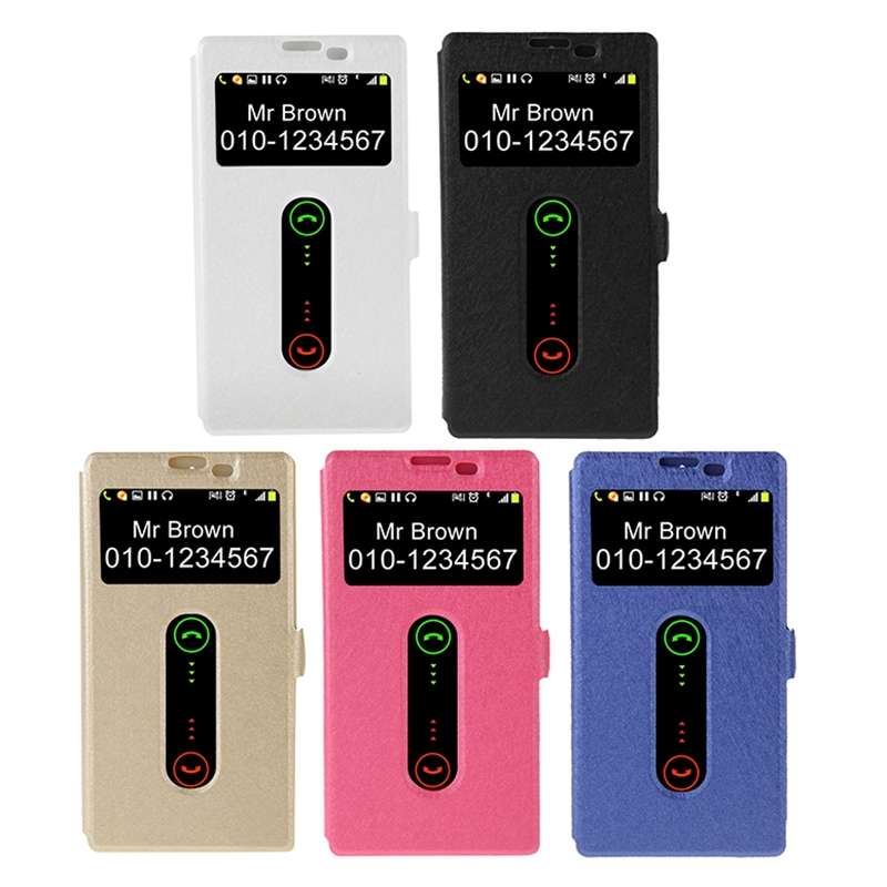 Cross Texture Horizontal Flip Leather Case with Caller ID Display & Holder for Len ... (Dark Blue)