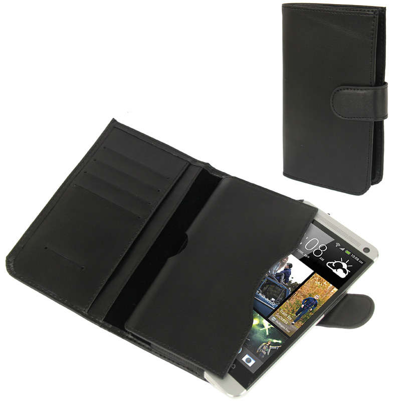 Genuine Leather Case with Wallet & Credit Card Slots for HTC M7 / i9300 / i9250 / Sony ... (Black)
