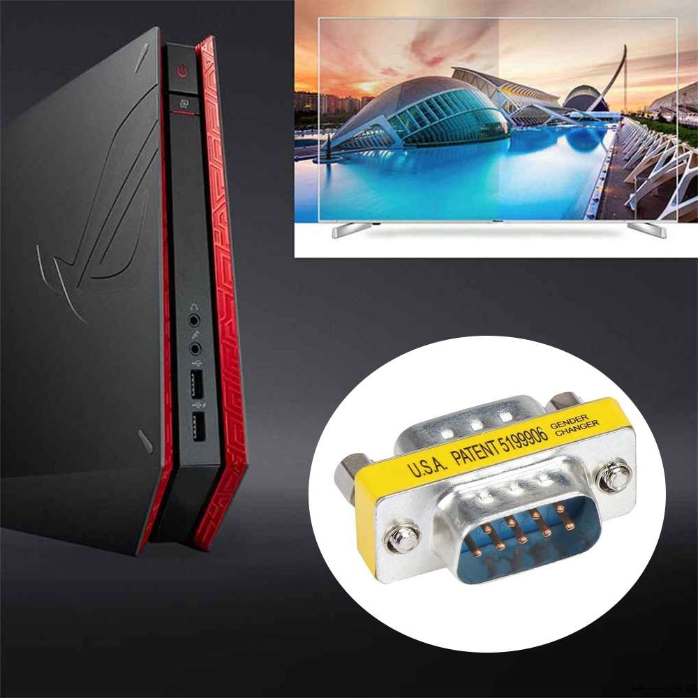 Serial RS232 DB9 9 Pin Male to Male Adapter Converter(White)